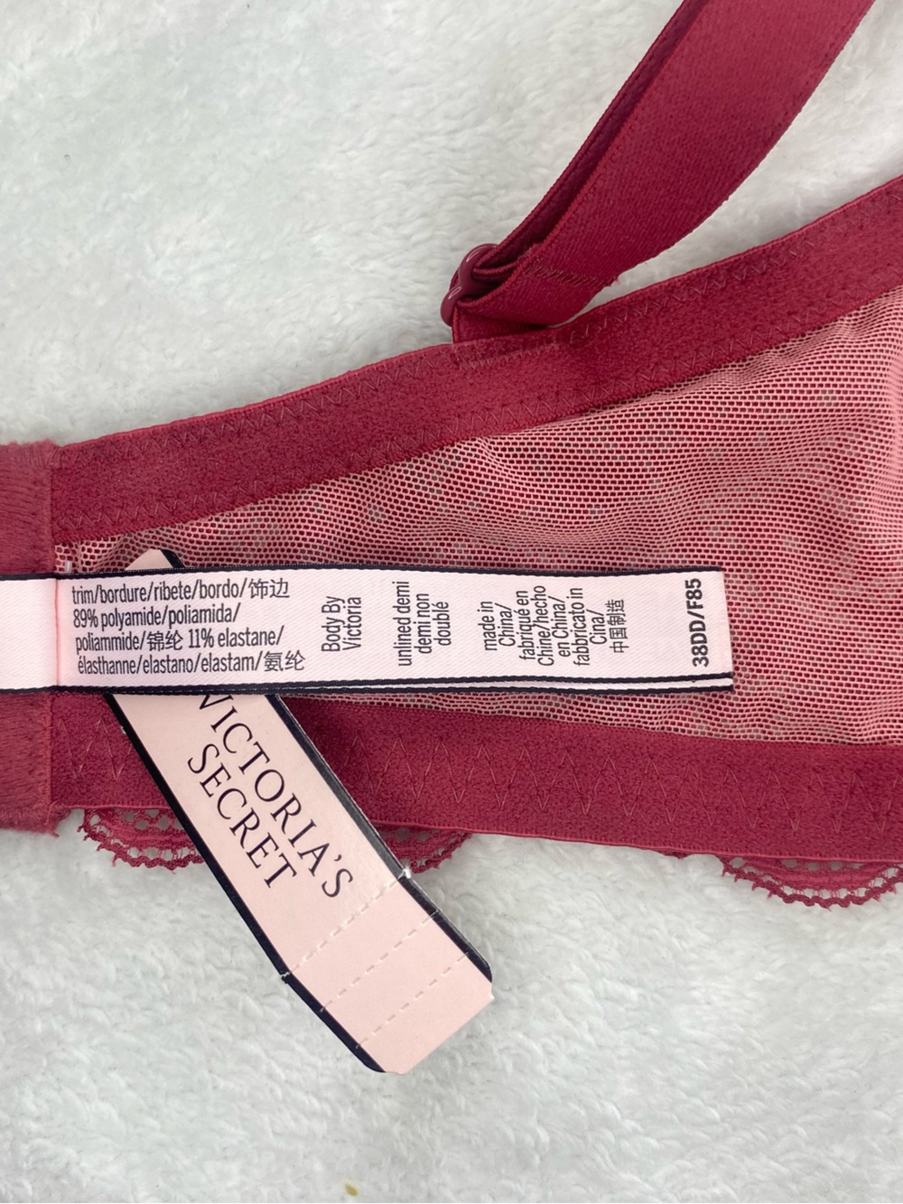 Victoria's Secret unlined Demi bra Lace Underwire Bralette in Deep Rose - Picture 7 of 8